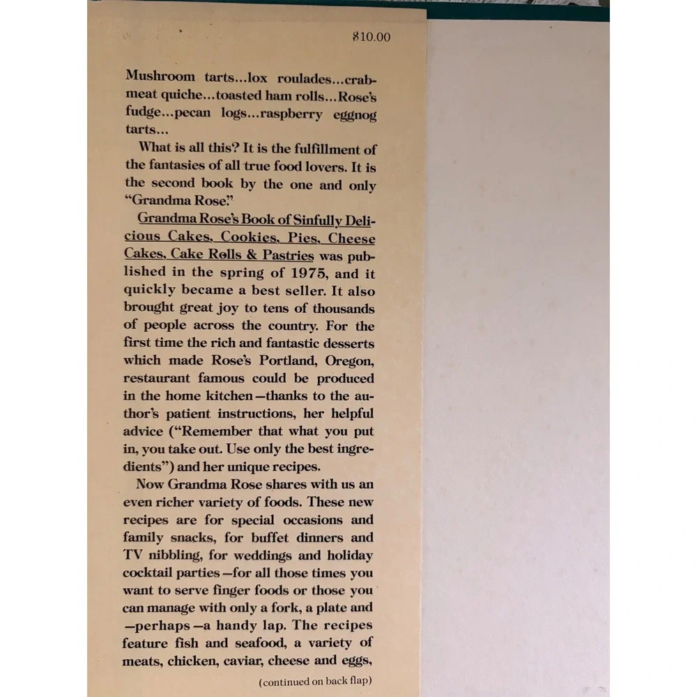 Grandma Roses Book of Sinfully Delicious Snacks Nibbles Noshes Rose Naftalin 70s